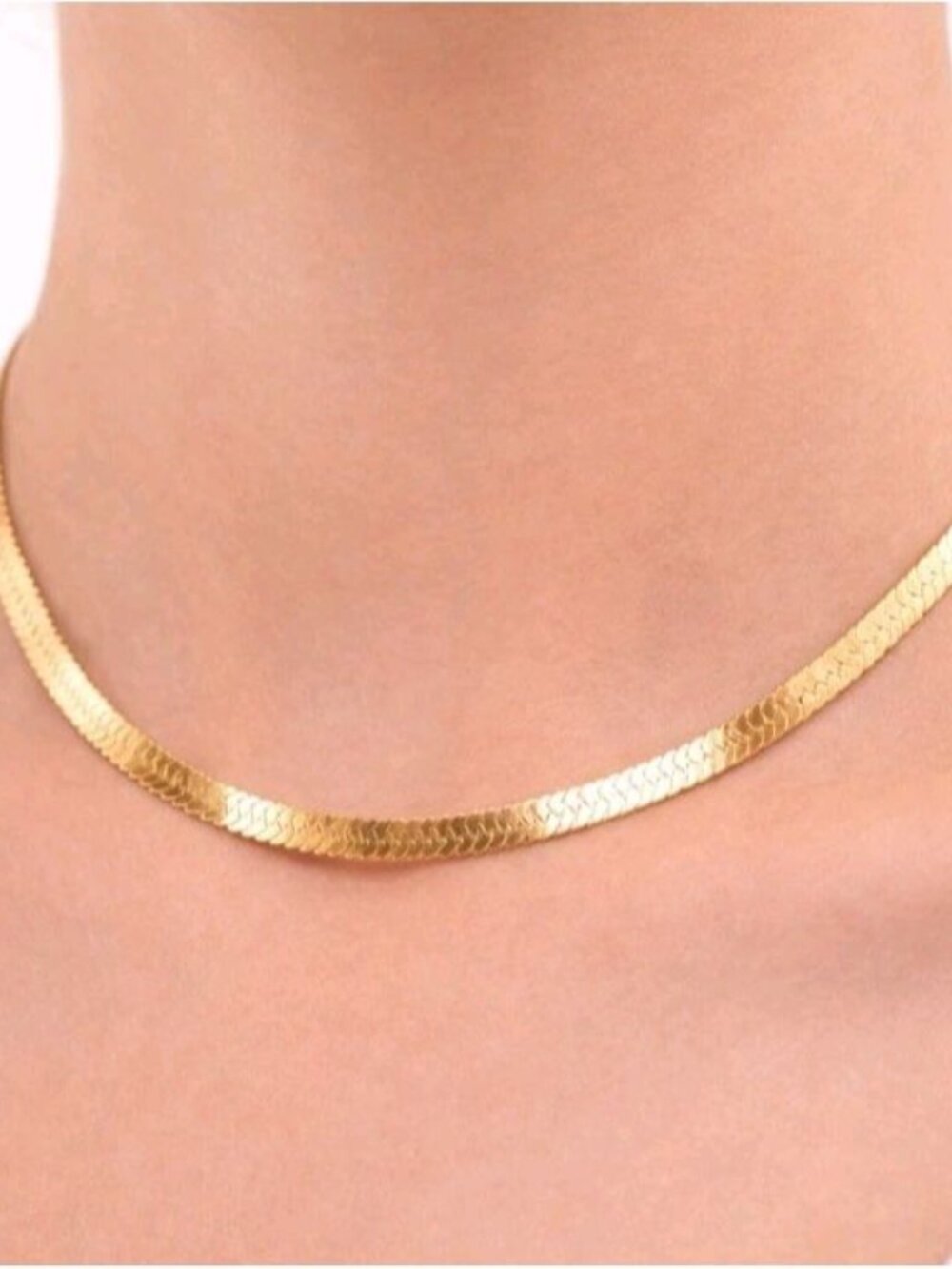 Jennifer Zeuner 14K Gold Plated Herringbone Necklace 16” Chain Layering NWT